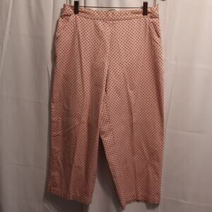 Artemisia Lemongrass Cropped Pants Salmon Dot Hook Eye Zipper Pockets Boho Artsy